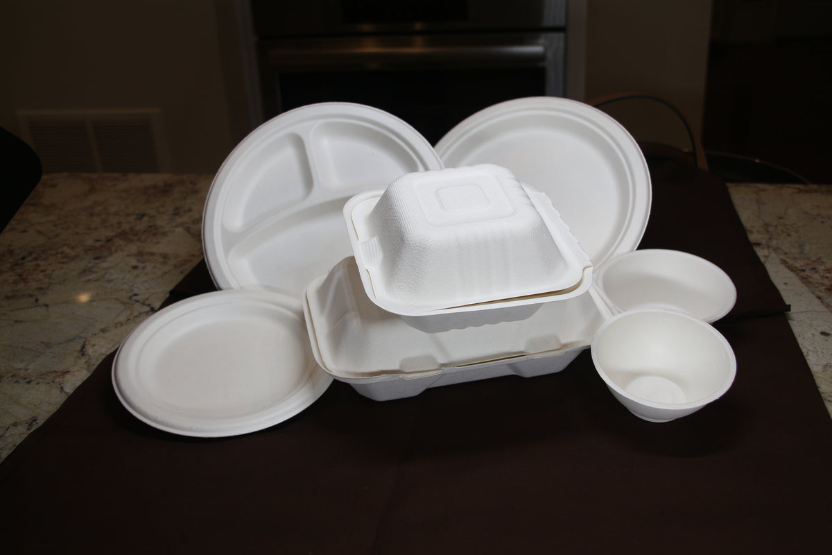 Terrahue 10 inch 3 Compartment Dinner Plate, Biodegradable, Compostabl