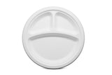 Terrahue 10 inch 3 Compartment Dinner Plate, Biodegradable, Compostable, Sugarcane Bagasse, Eco-friendly